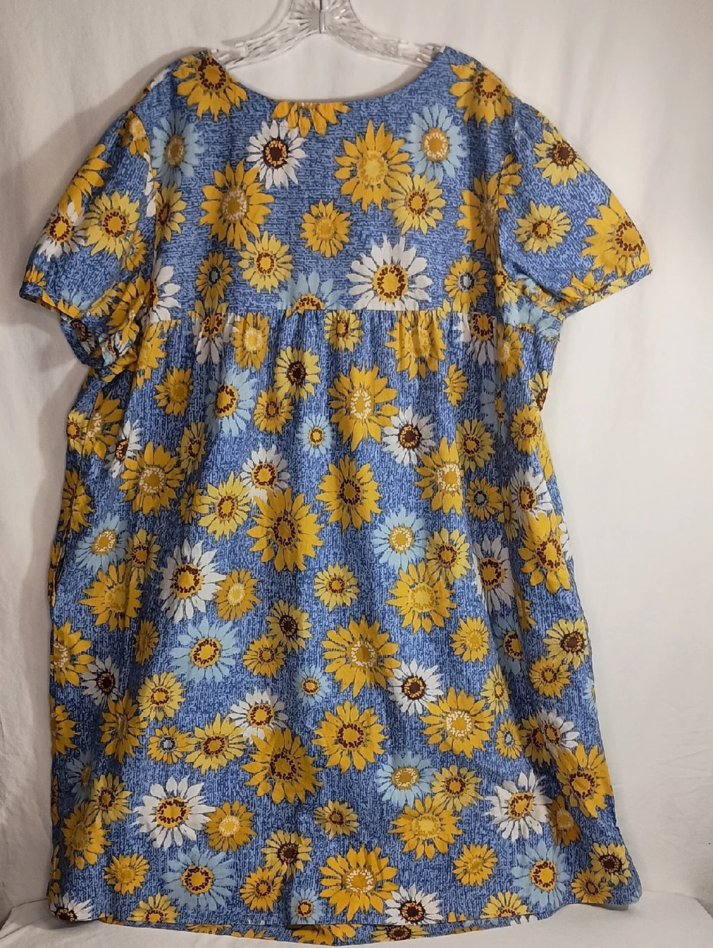 Women's Size 1X Cotton House Dress Lounger PJ Pockets Sunflower - Picture 6 of 9